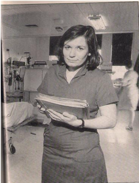 Sheila Adam, interviewed for a newspaper at Middlesex Hospital