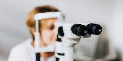 A patient at the eye examination