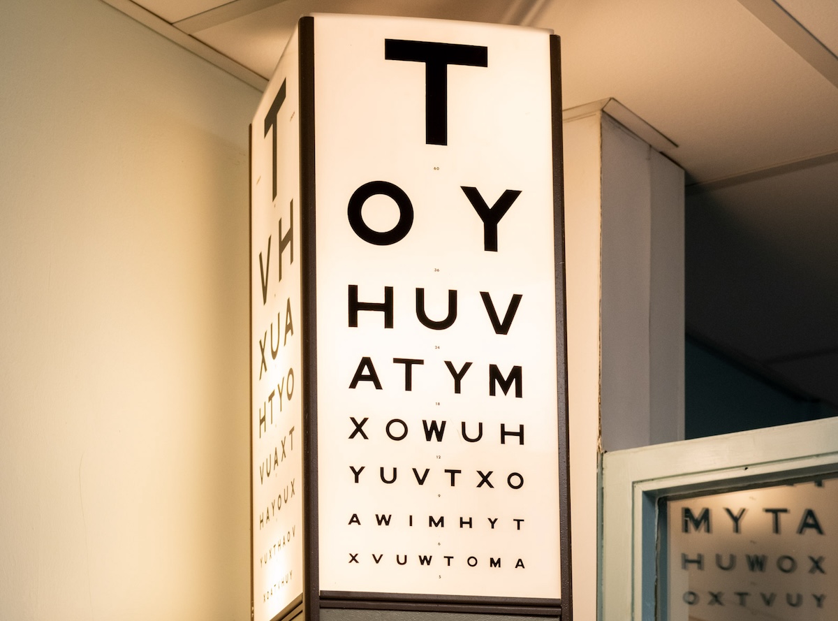 Photo of an traditional eye chart in consultation room