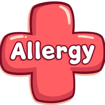 Cartoon Style Close Up Of A Medical Cross With Allergy Written In The Middle Of The Cross