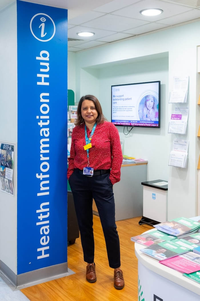 Photo of Friends of Moorfields staff by the Information Hub