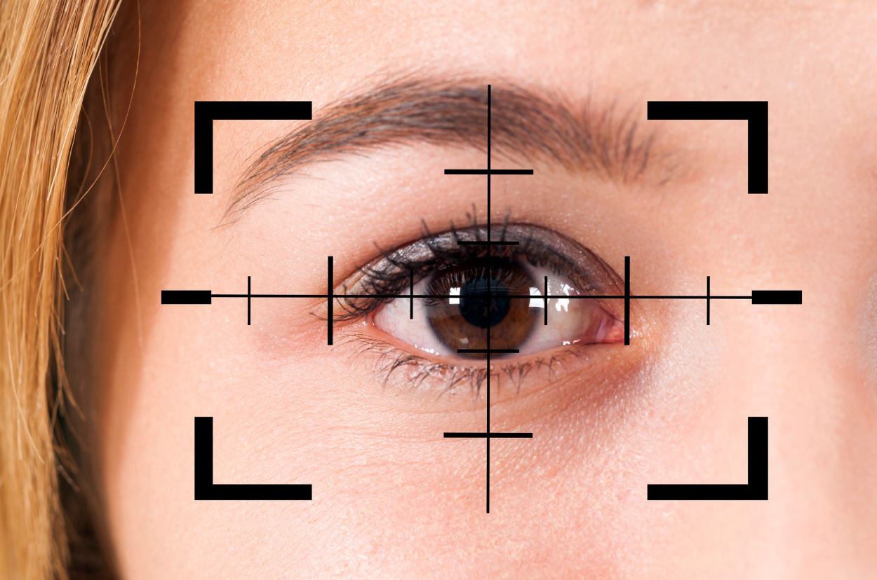 A young woman's eye in focus