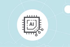 Icon of a data chip with AI written on it