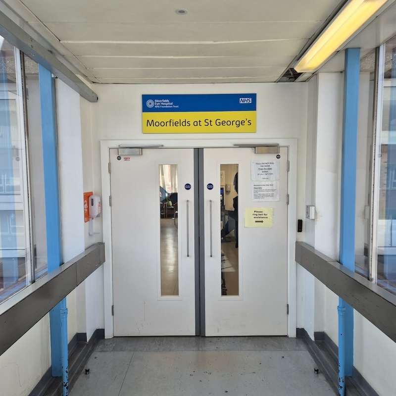 Moorfields at St George's sign
