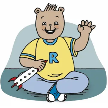 Cartoon Rees Bear waving to the reader