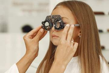 A child undergoing an eye examination