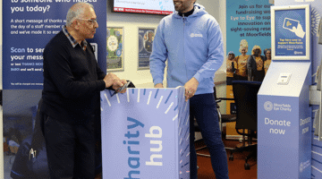 Two men at the charity hub in City Road