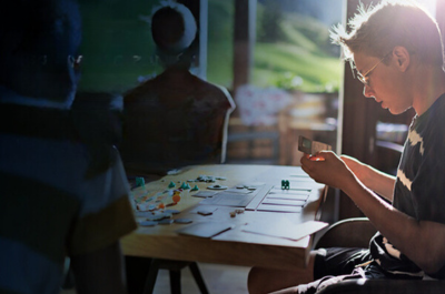 A boy playing board games